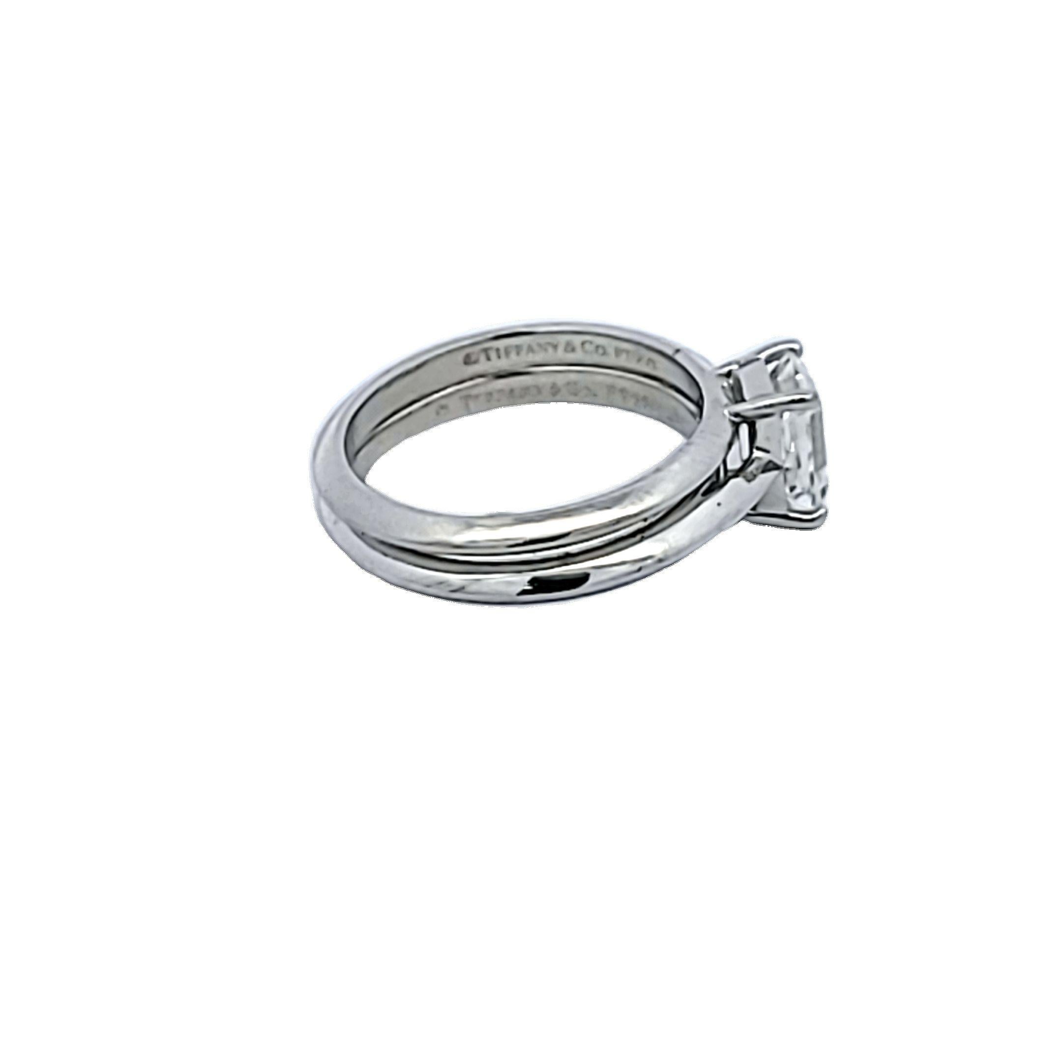 Tiffany & Co 1,06 Karat Smaragdschliff G VS1 Diamant Platin Verlobungsring im Angebot 3