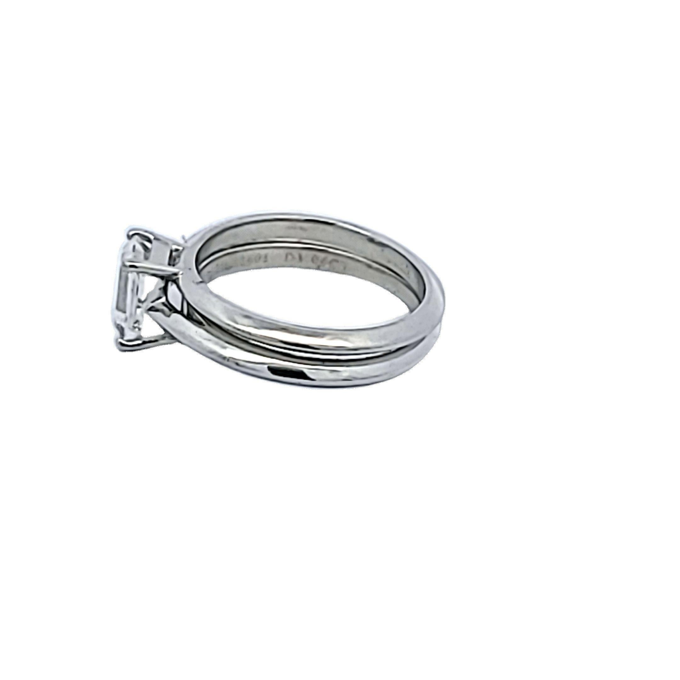 Tiffany & Co 1,06 Karat Smaragdschliff G VS1 Diamant Platin Verlobungsring im Angebot 5