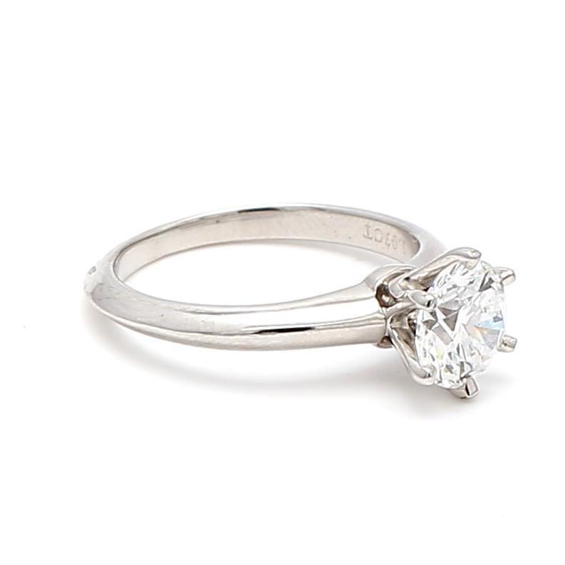 Brilliant Cut Tiffany & Co 1.07 Carat Round Brilliant Diamond Platinum Engagement Ring For Sale