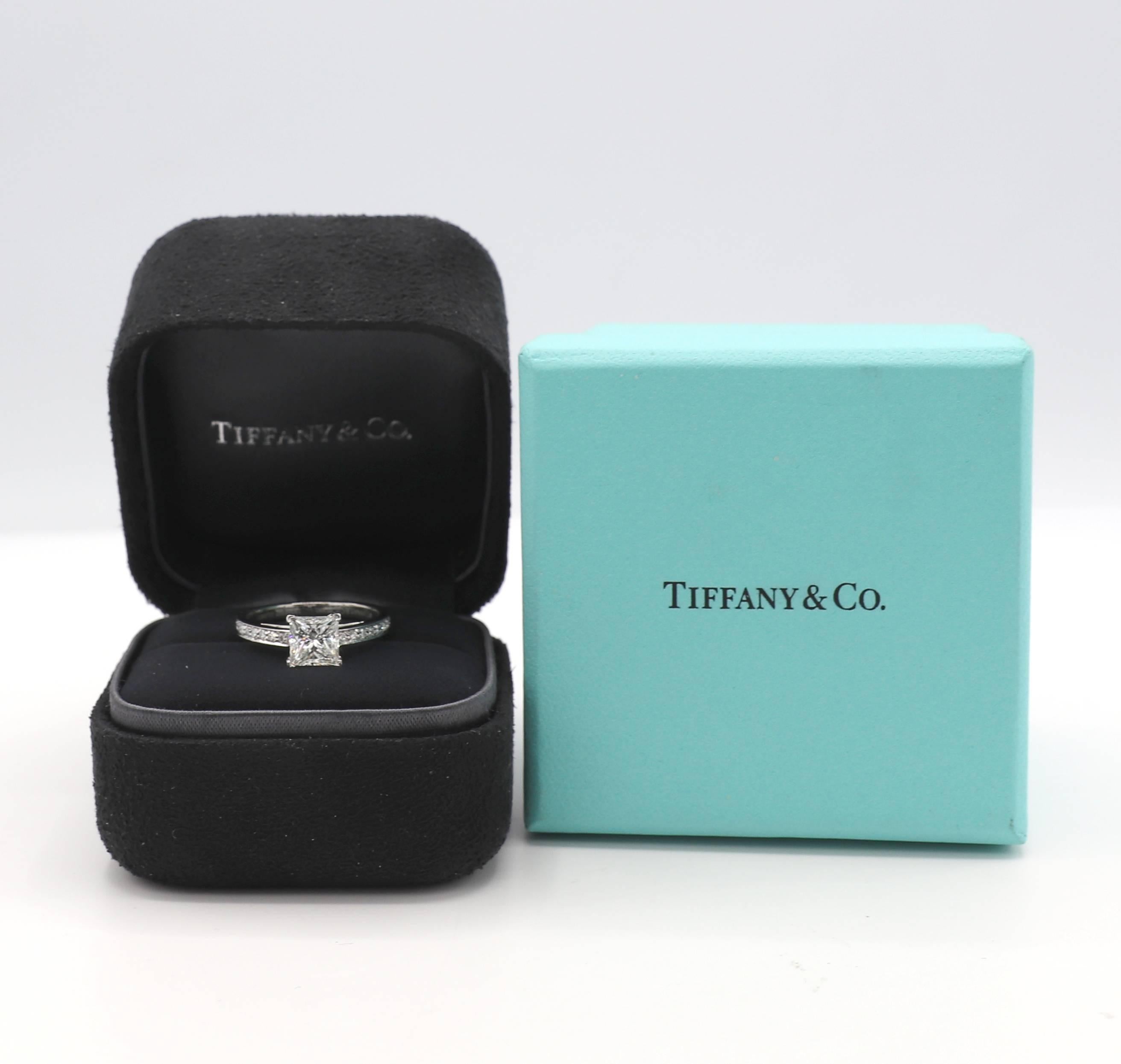 Tiffany & Co. 1.08 Carat H VVS1 Princess Cut Diamond Platinum Engagement Ring 2