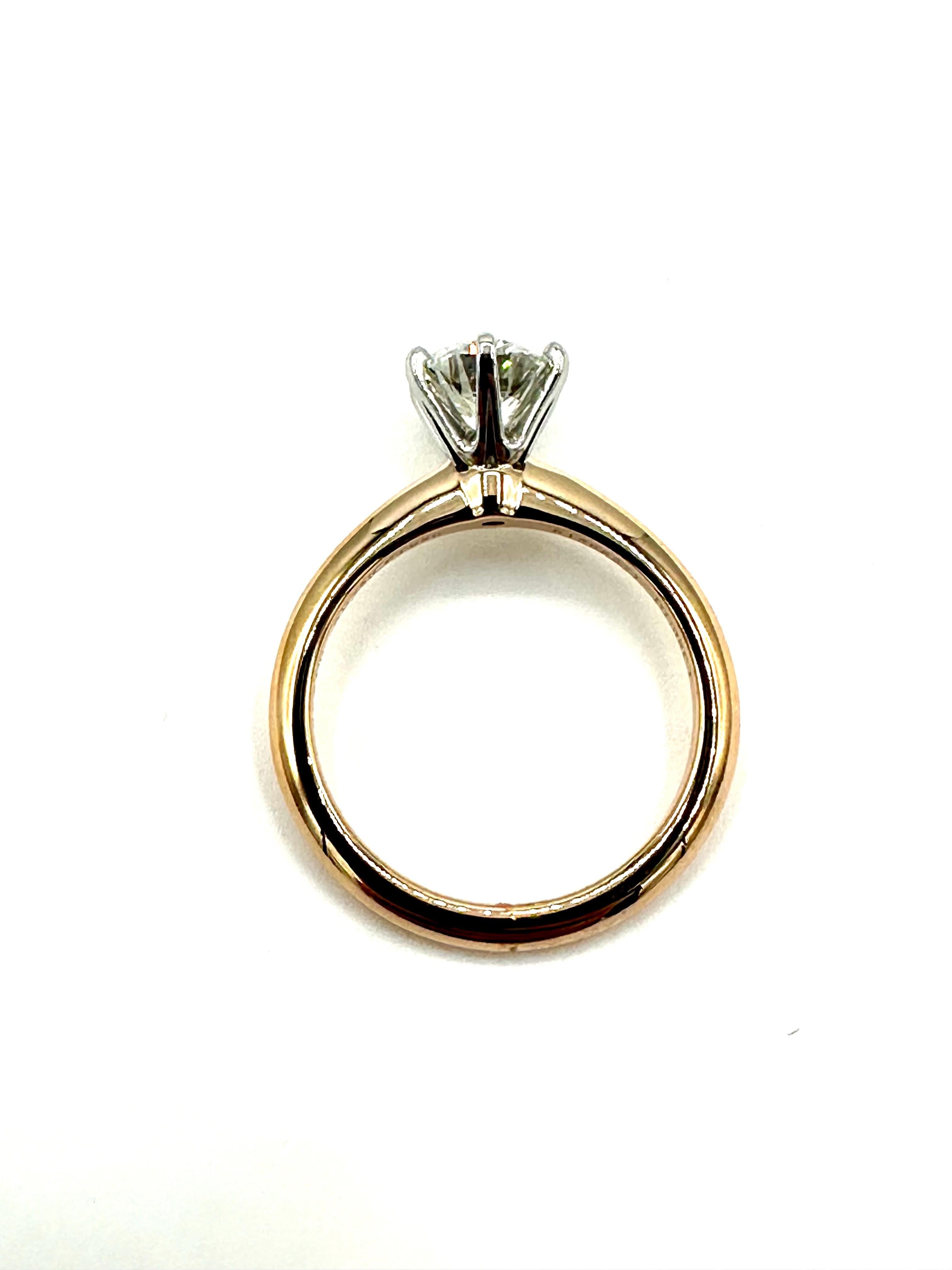 Tiffany & Co. 1.08 Carat I/VVS2 Round Brilliant Diamond Six Prong Ring In Excellent Condition For Sale In Chevy Chase, MD