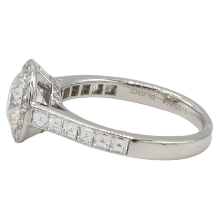 Moderne Tiffany & Co. Bague de fiançailles en platine avec diamant rond naturel de 1,09 carat F VS1 en vente
