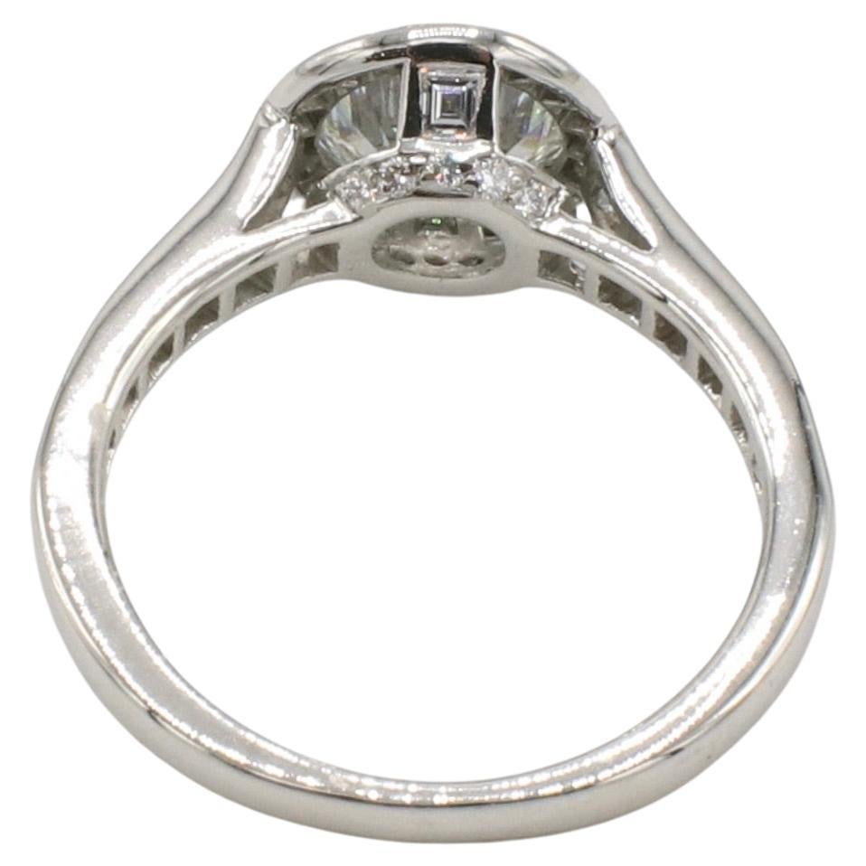 Taille ronde Tiffany & Co. Bague de fiançailles en platine avec diamant rond naturel de 1,09 carat F VS1 en vente