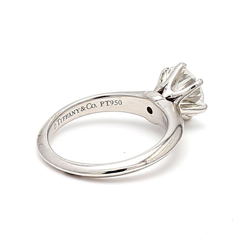 Women's Tiffany & Co 1.09 Carat Round Brilliant Diamond Platinum Engagement Ring For Sale