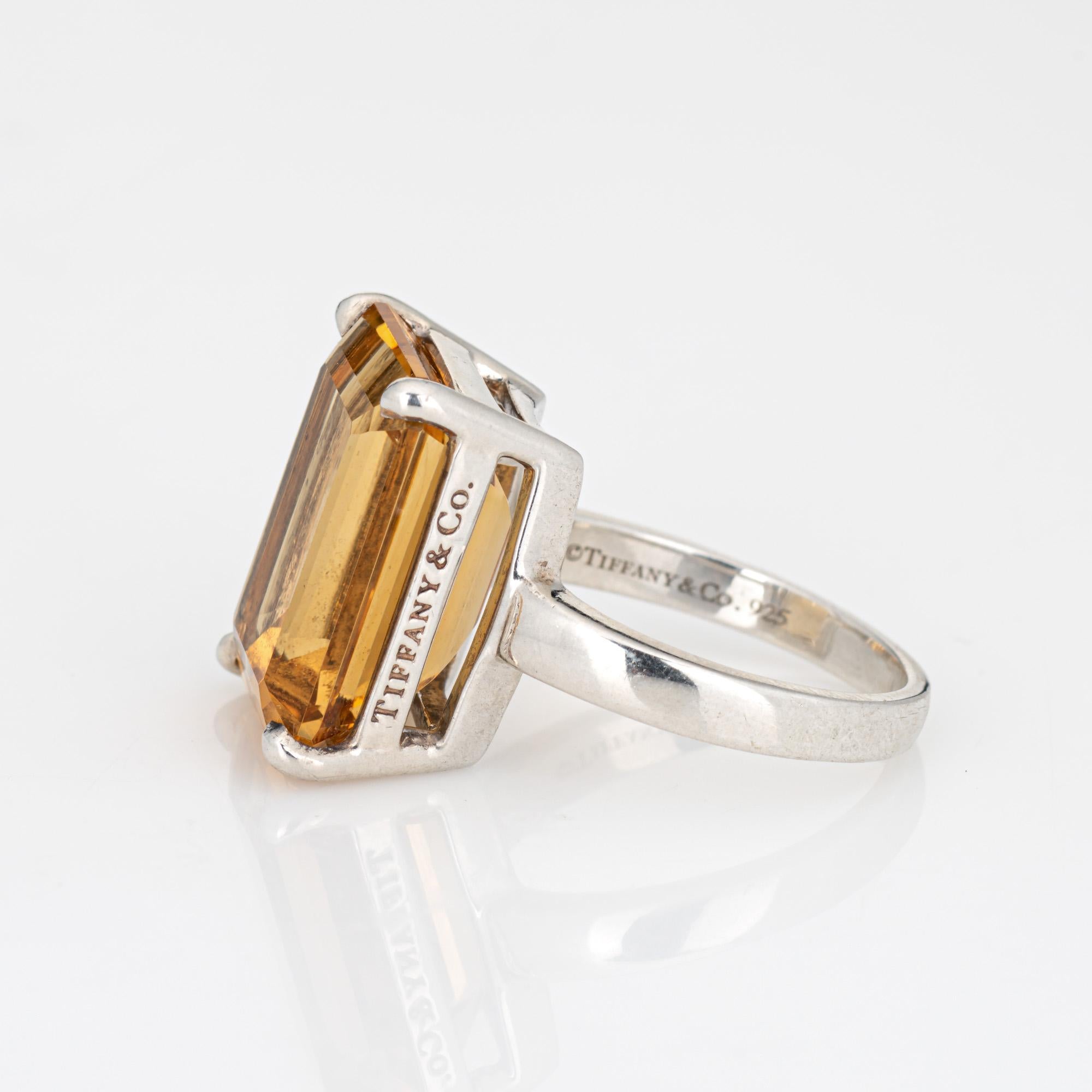 Emerald Cut Tiffany & Co 10ct Citrine Ring Sparklers Sterling Silver 8 Fine Jewelry 