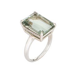 Tiffany & Co. 10ct Green Amethyst Ring Sparklers Sterling Silver 8 Fine Jewelry