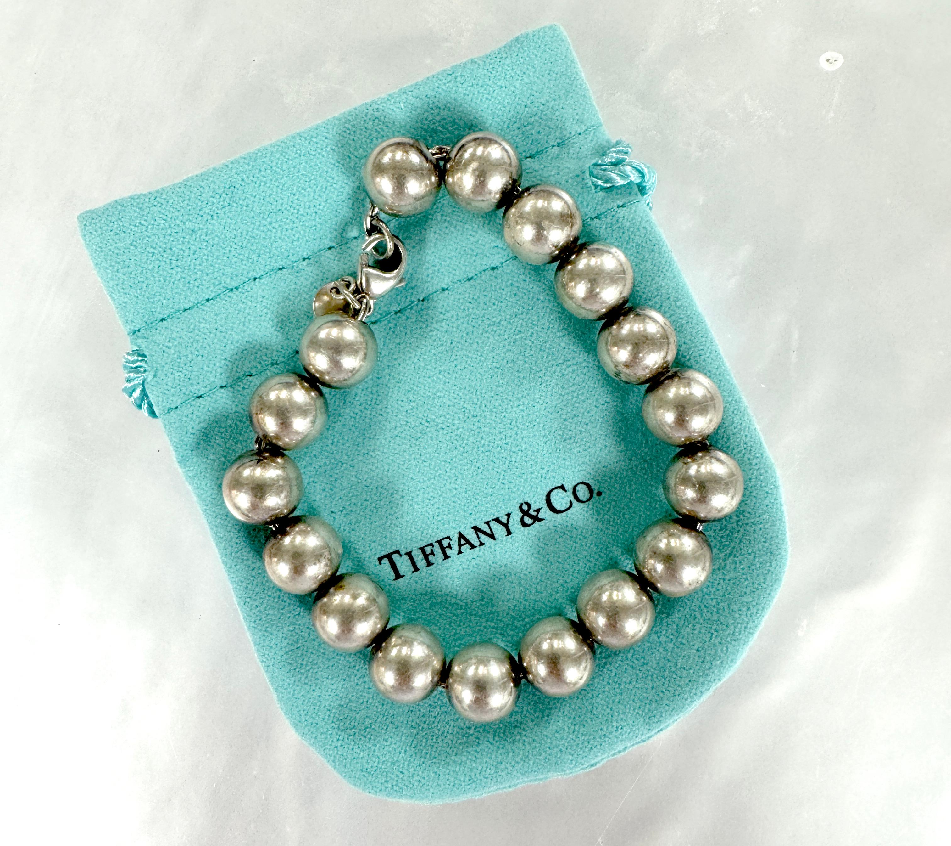 Women's or Men's Tiffany & Co. 10mm Ball Bead Hardware Bracelet Sterling Silver