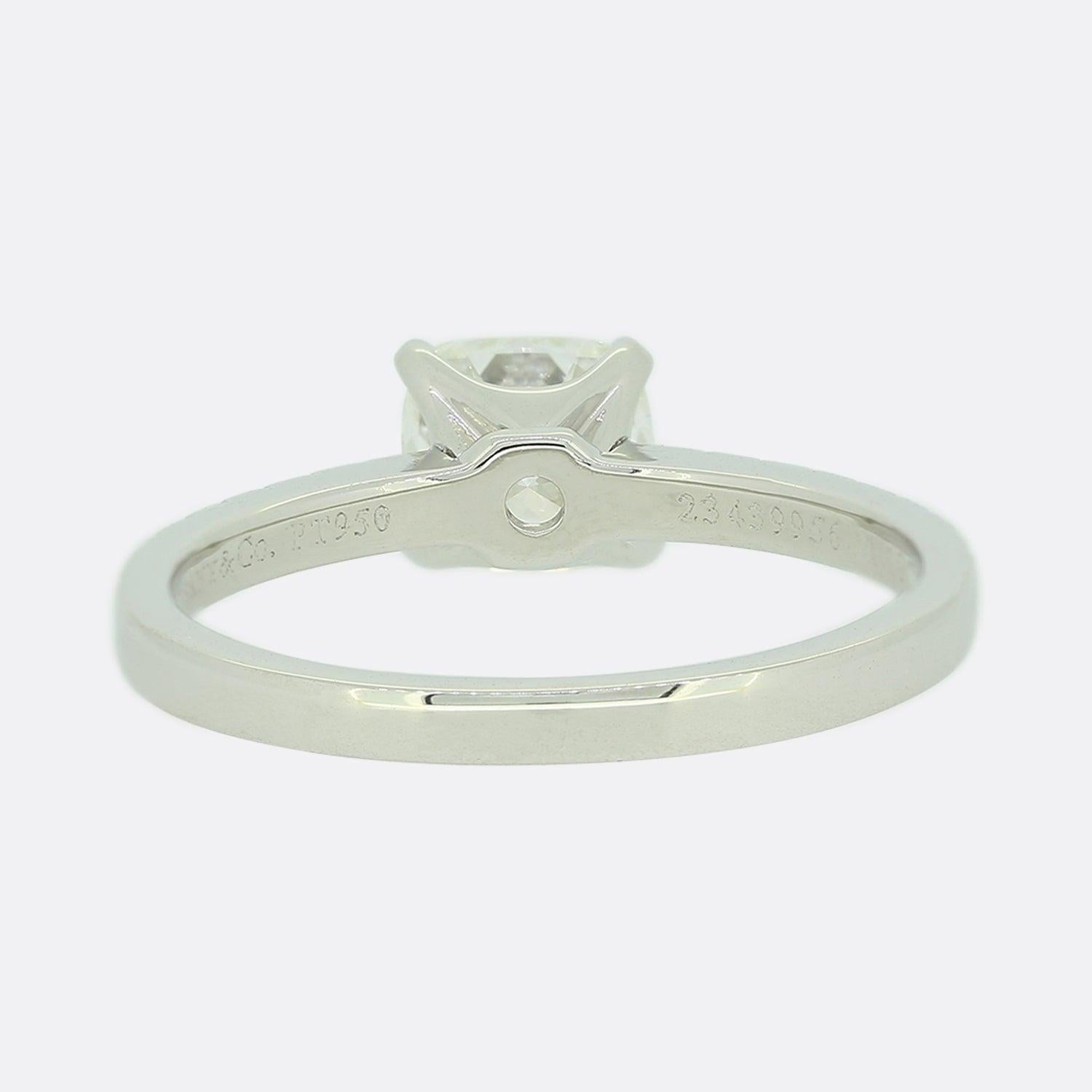 Cushion Cut Tiffany & Co. 1.10 Carat Diamond Engagement Ring For Sale