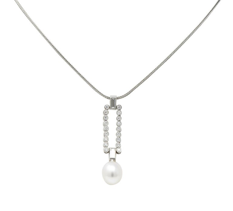 Tiffany and Co. 1.10 Carat Diamond Pearl Platinum Drop Necklace For ...