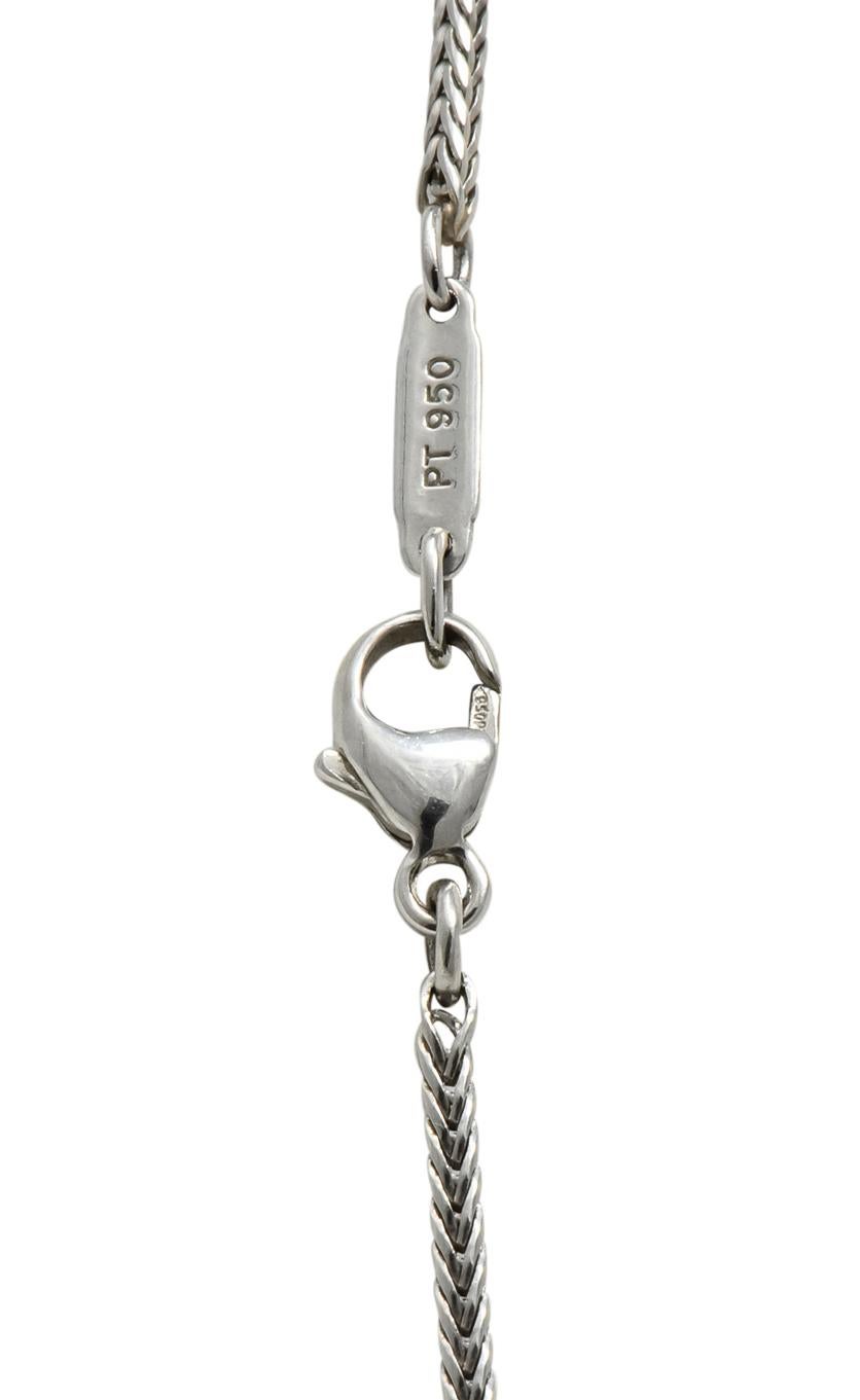 Women's or Men's Tiffany & Co. 1.10 Carat Diamond Pearl Platinum Drop Necklace