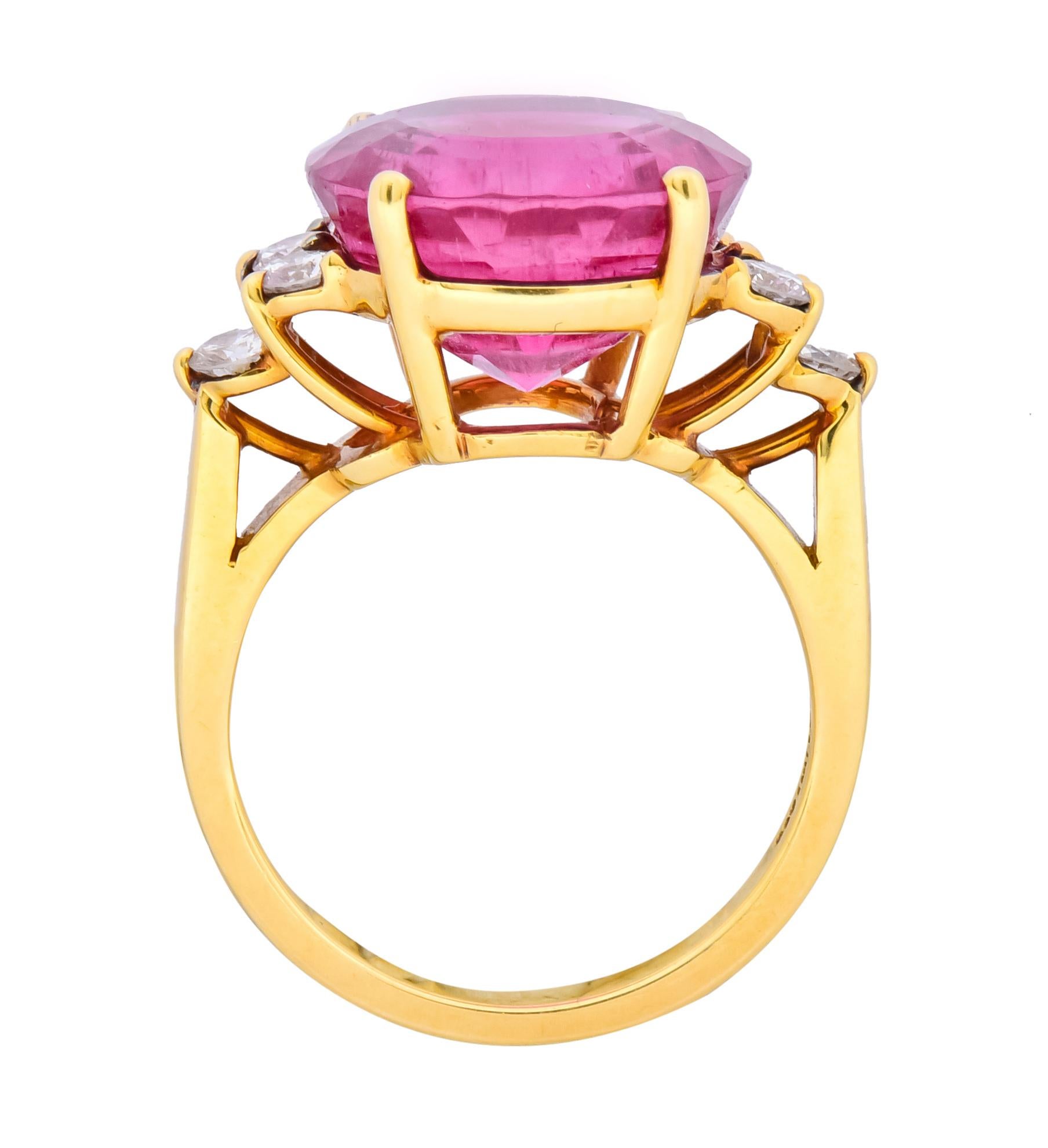 Women's or Men's Tiffany & Co. 11.09 Carat Pink Tourmaline Diamond 18 Karat Gold Cocktail Ring