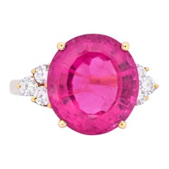 Tiffany & Co. 11.09 Carat Pink Tourmaline Diamond 18 Karat Gold Cocktail Ring