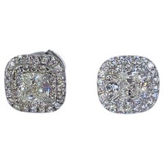 Tiffany & Co. 1.10ctw Soleste Double Halo Cushion Diamond Studs in Platinum