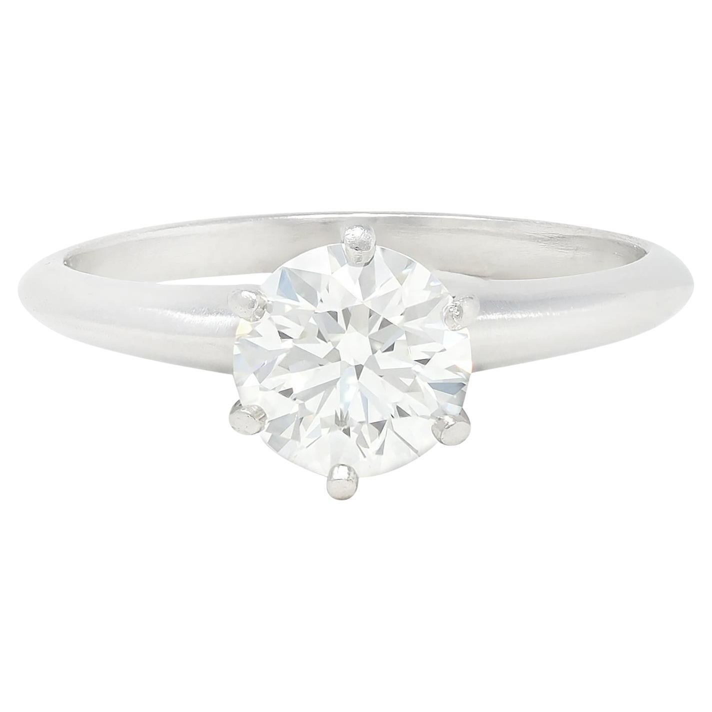 Tiffany & Co. 1.11 Carat Round Diamond Platinum Solitaire Engagement Ring GIA