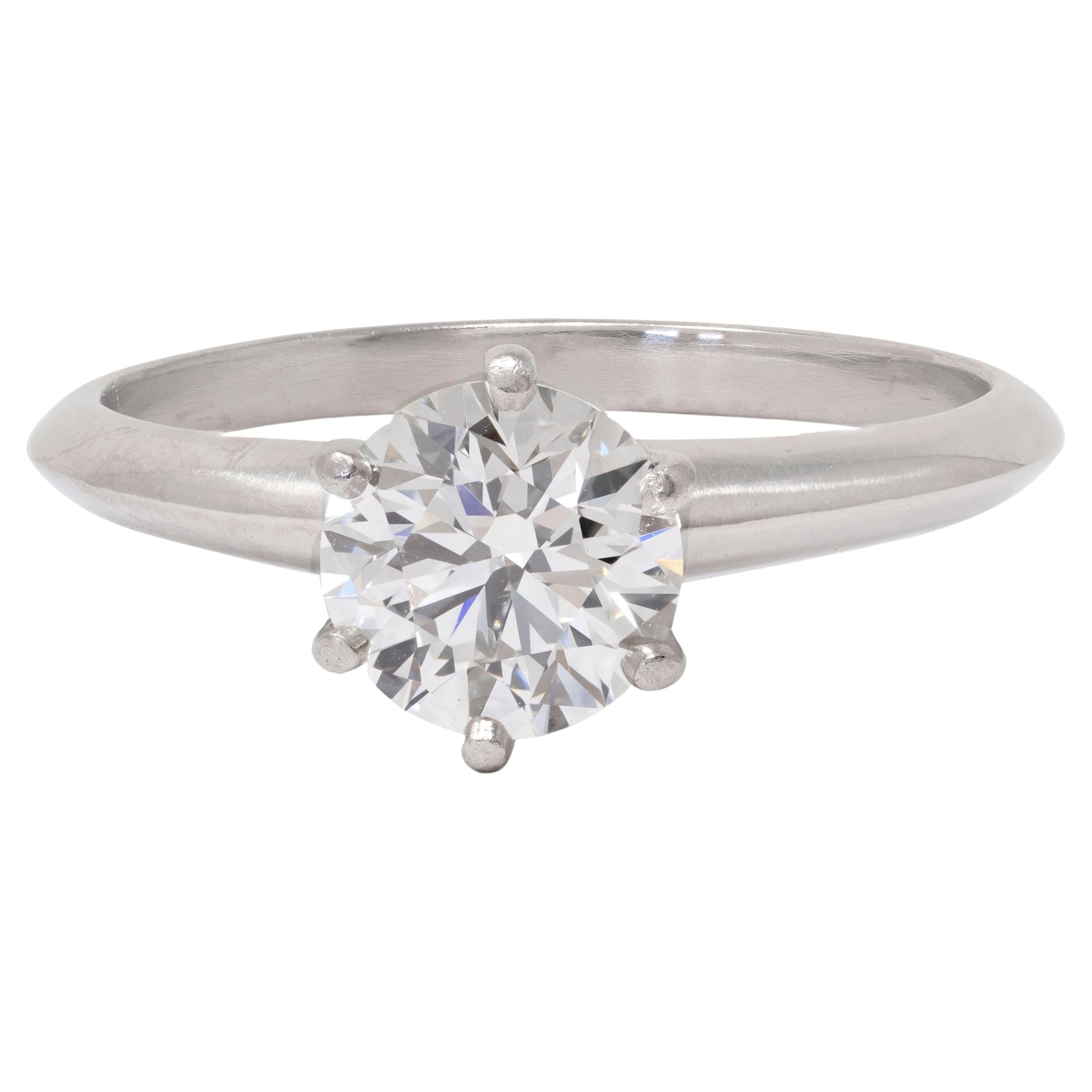 Tiffany & Co. 1,11 Karat runder Diamant Platin Solitär Verlobungsring GIA