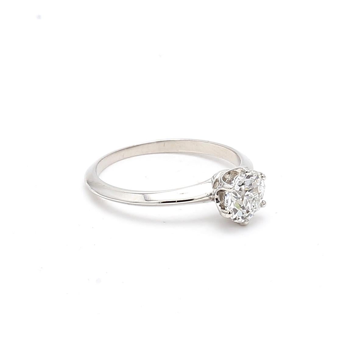 Taille vieille Europe Tiffany & Co, bague de fiançailles en platine avec diamant taille européenne ancienne de 1,12 carat F VS2 en vente