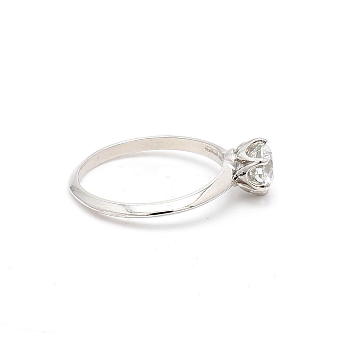 Tiffany & Co, bague de fiançailles en platine avec diamant taille européenne ancienne de 1,12 carat F VS2 Bon état - En vente à New York, NY