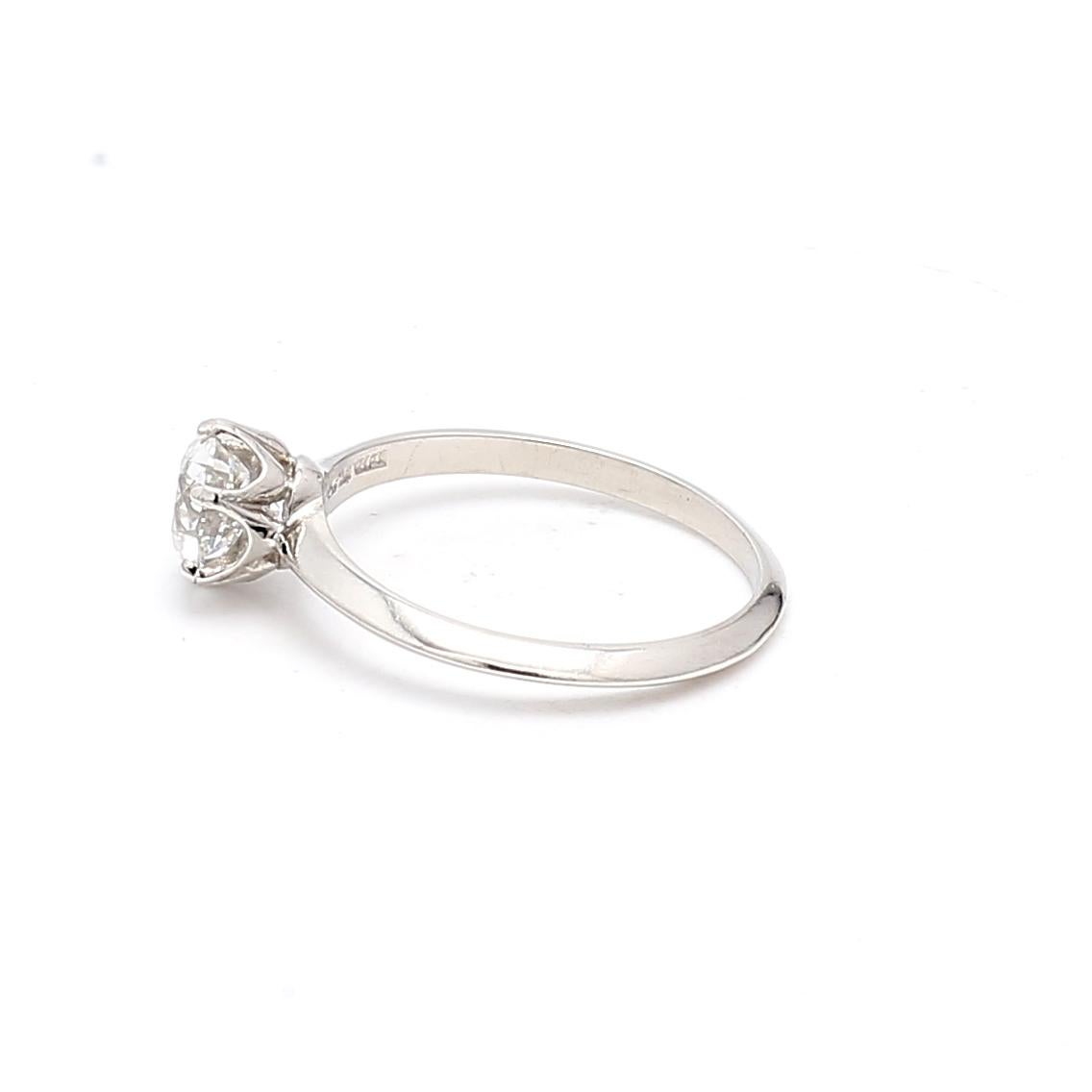 Tiffany & Co, bague de fiançailles en platine avec diamant taille européenne ancienne de 1,12 carat F VS2 en vente 2