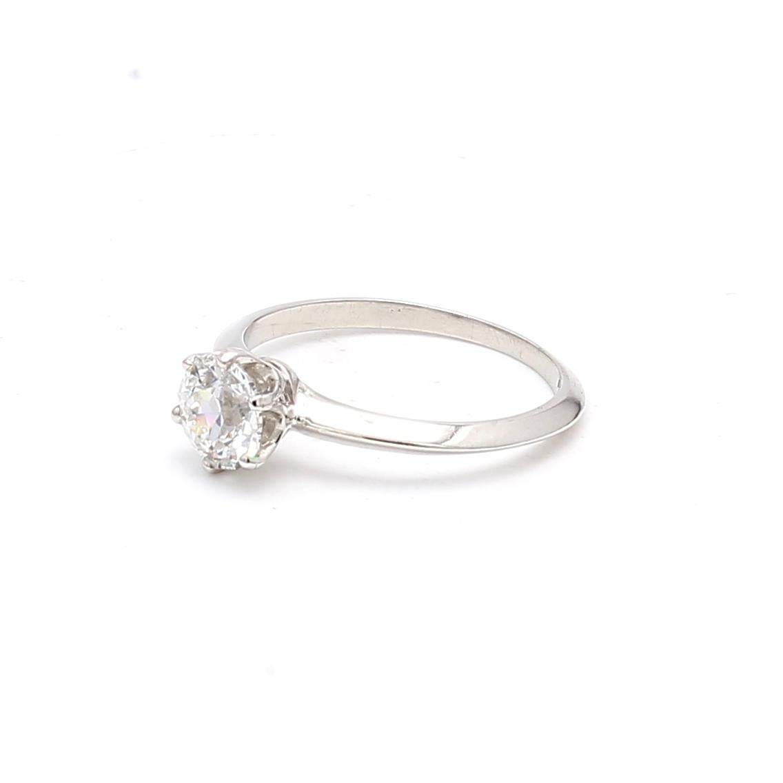 Tiffany & Co, bague de fiançailles en platine avec diamant taille européenne ancienne de 1,12 carat F VS2 en vente 3
