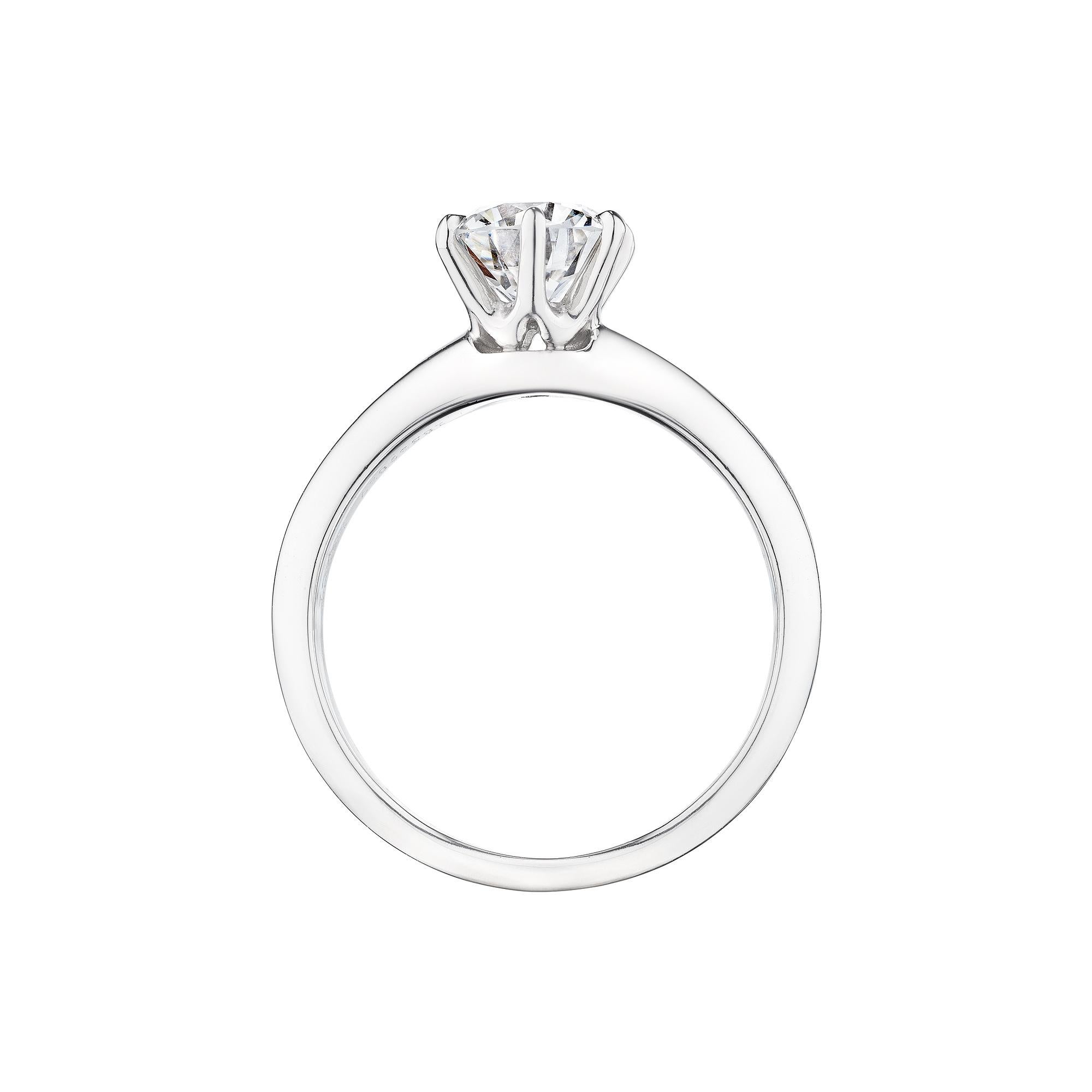 Modernist Tiffany & Co. 1.12 Carat Round Brilliant Diamond Platinum Engagement Ring For Sale