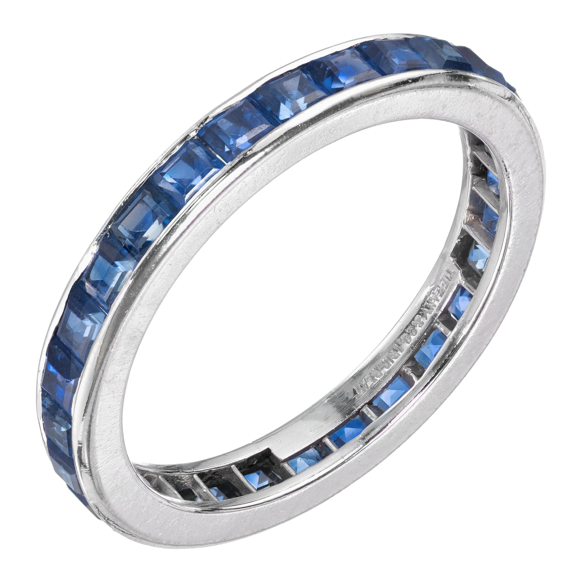 Tiffany & Co. 1.12 Carat Sapphire Platinum Eternity Wedding Band Ring