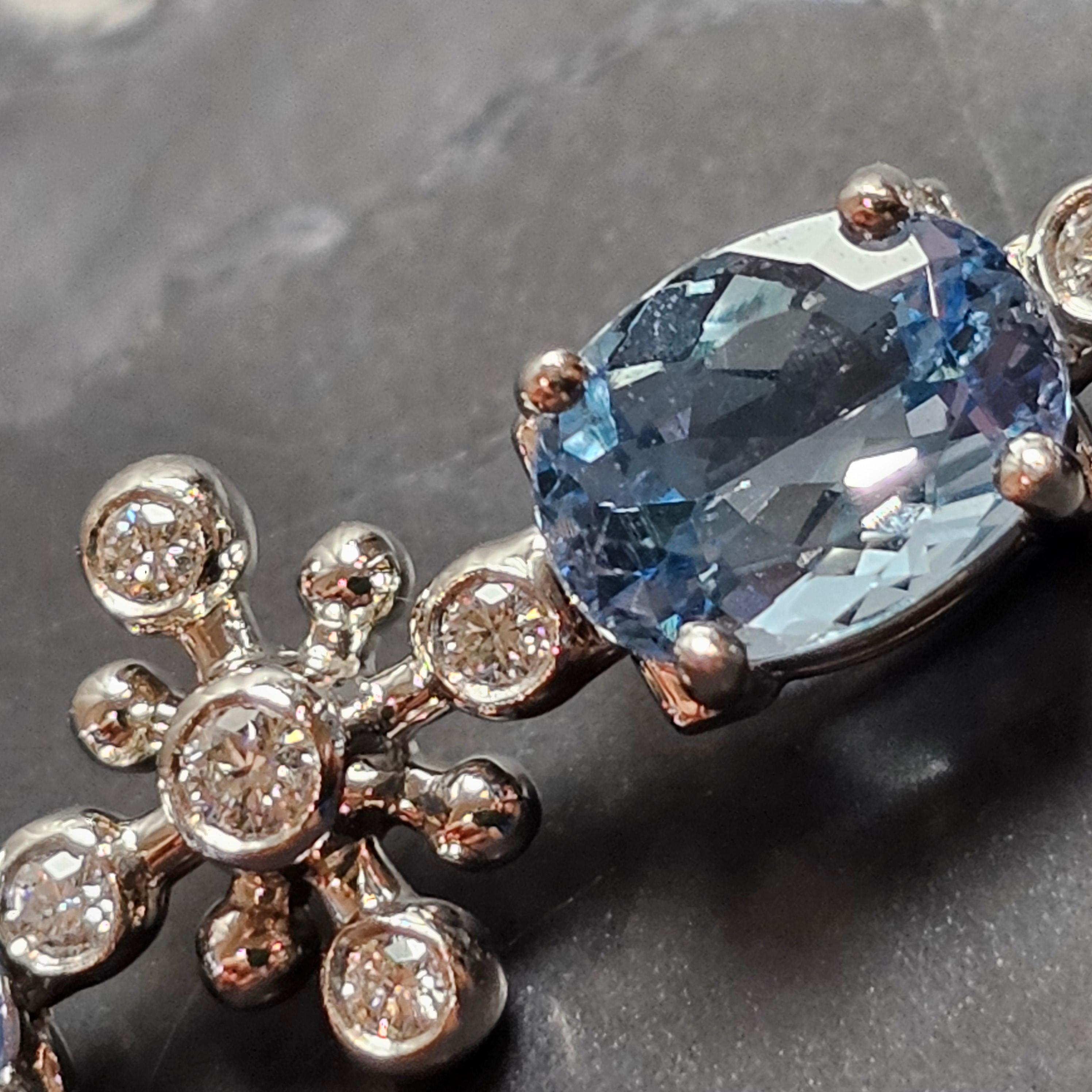 Art déco Tiffany & Co. Bracelet flocon de neige en platine, aigue-marine 11,2 carats et diamant 1,05 carat