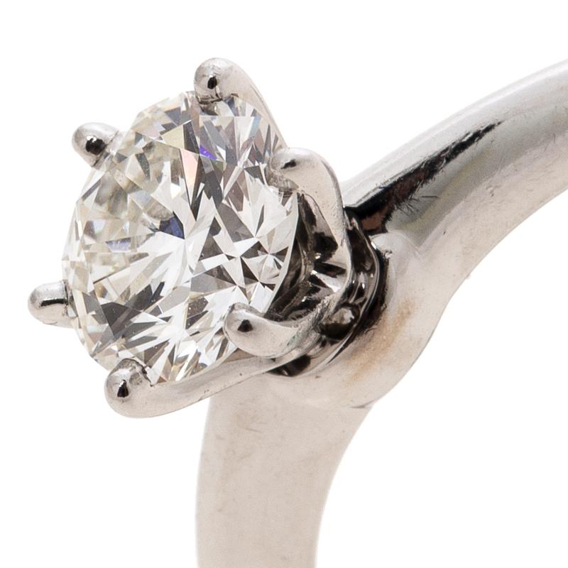 Tiffany & Co. Verlobungsring, 1,12 Karat Solitär Diamant & Platin, Größe 55 (Zeitgenössisch)
