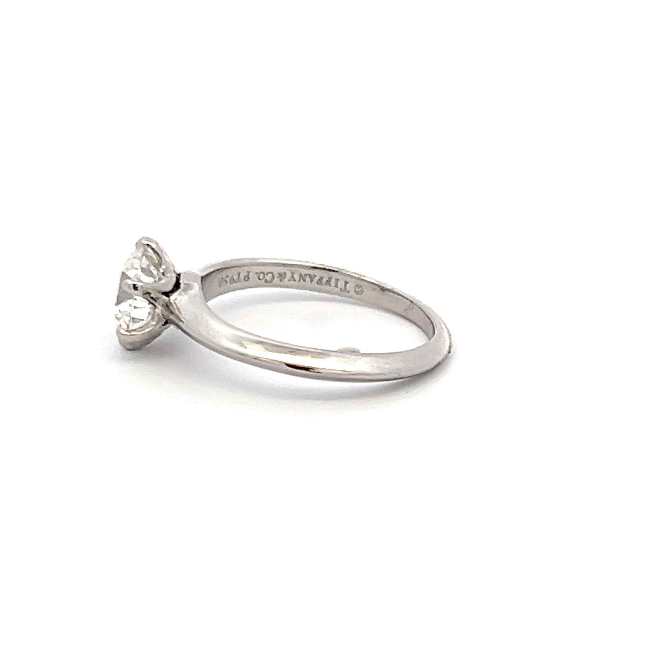 Tiffany & Co 1.13 Carat Round Brilliant G SI1 Diamond Platinum Engagement Ring In Good Condition For Sale In New York, NY