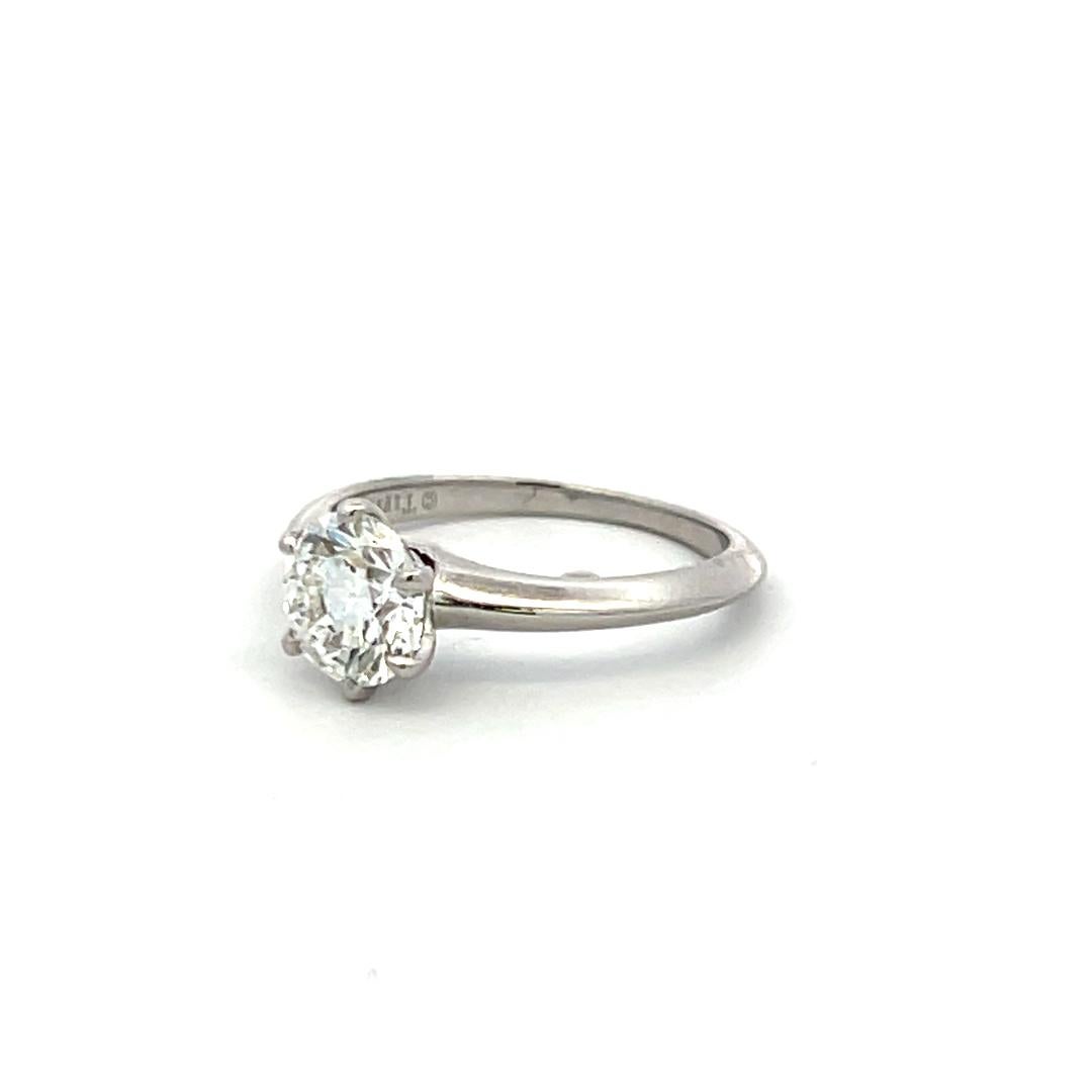 Tiffany & Co 1.13 Carat Round Brilliant G SI1 Diamond Platinum Engagement Ring For Sale 1