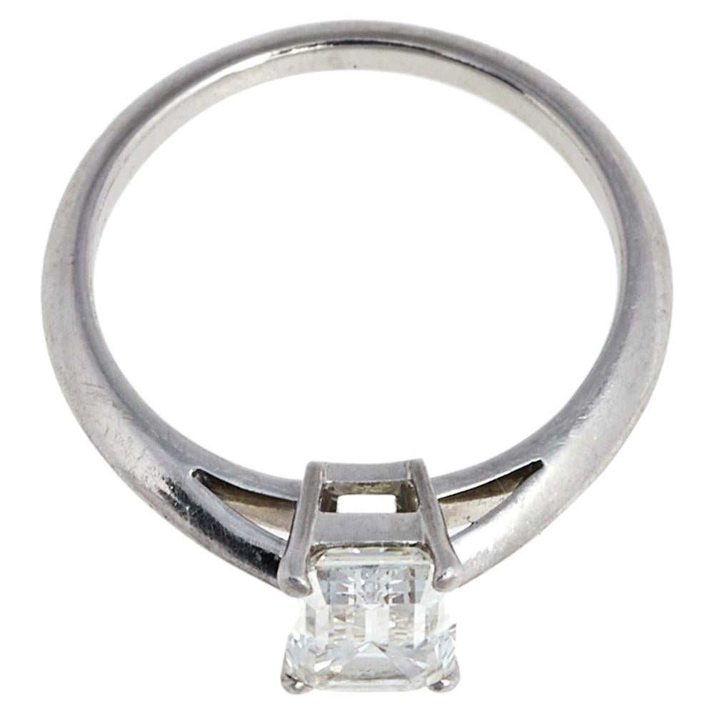 Women's Tiffany & Co. 1.13 ct Emerald Cut Solitaire Diamond Platinum Engagement Ring 50