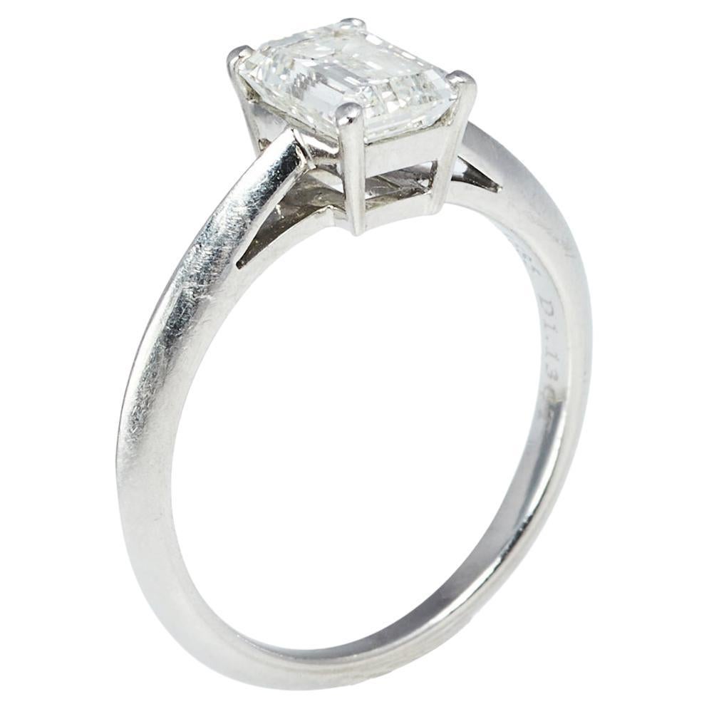 Tiffany & Co. 1.13 ct Emerald Cut Solitaire Diamond Platinum Engagement Ring 50