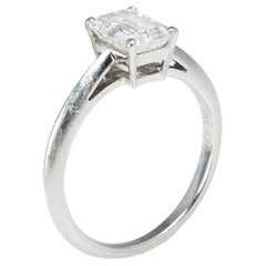 Tiffany & Co. 1.13 ct Emerald Cut Solitaire Diamond Platinum Engagement Ring 50