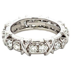 Tiffany & Co Anillo de platino con banda de diamantes de 1,14 quilates, brillante redondo F VS1