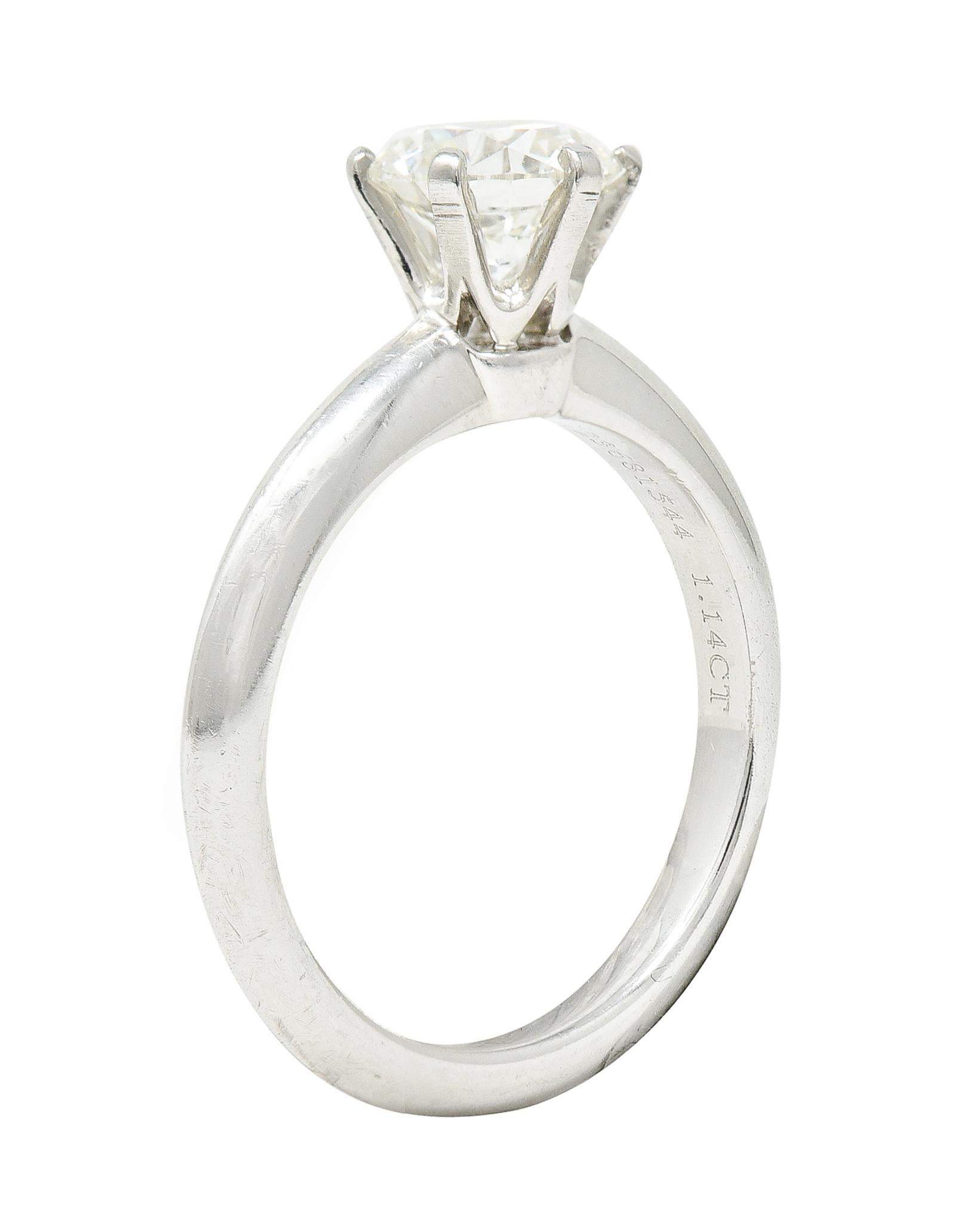 Tiffany & Co. Bague de fianailles solitaire en platine avec diamants de 1,14 carat certifis GIA en vente 4