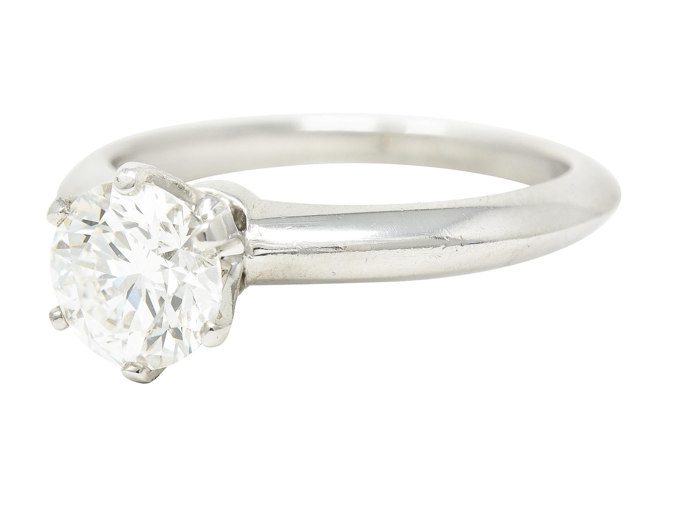 Tiffany & Co. Bague de fianailles solitaire en platine avec diamants de 1,14 carat certifis GIA Unisexe en vente