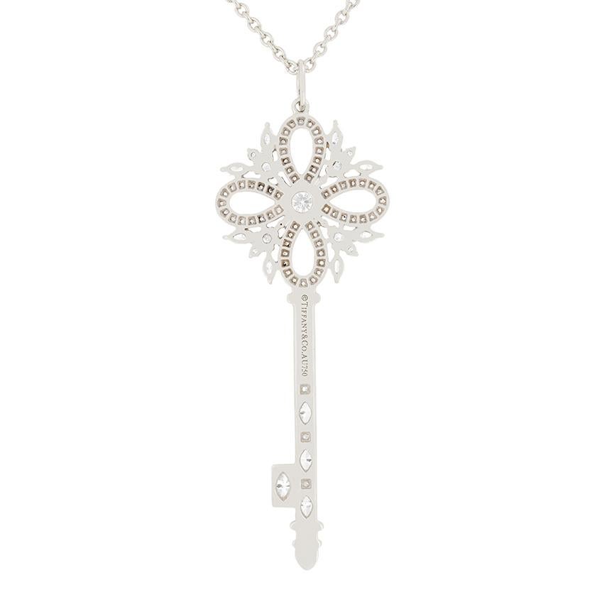 Brilliant Cut Tiffany & Co 1.14ct Diamond Victoria Key Pendant For Sale