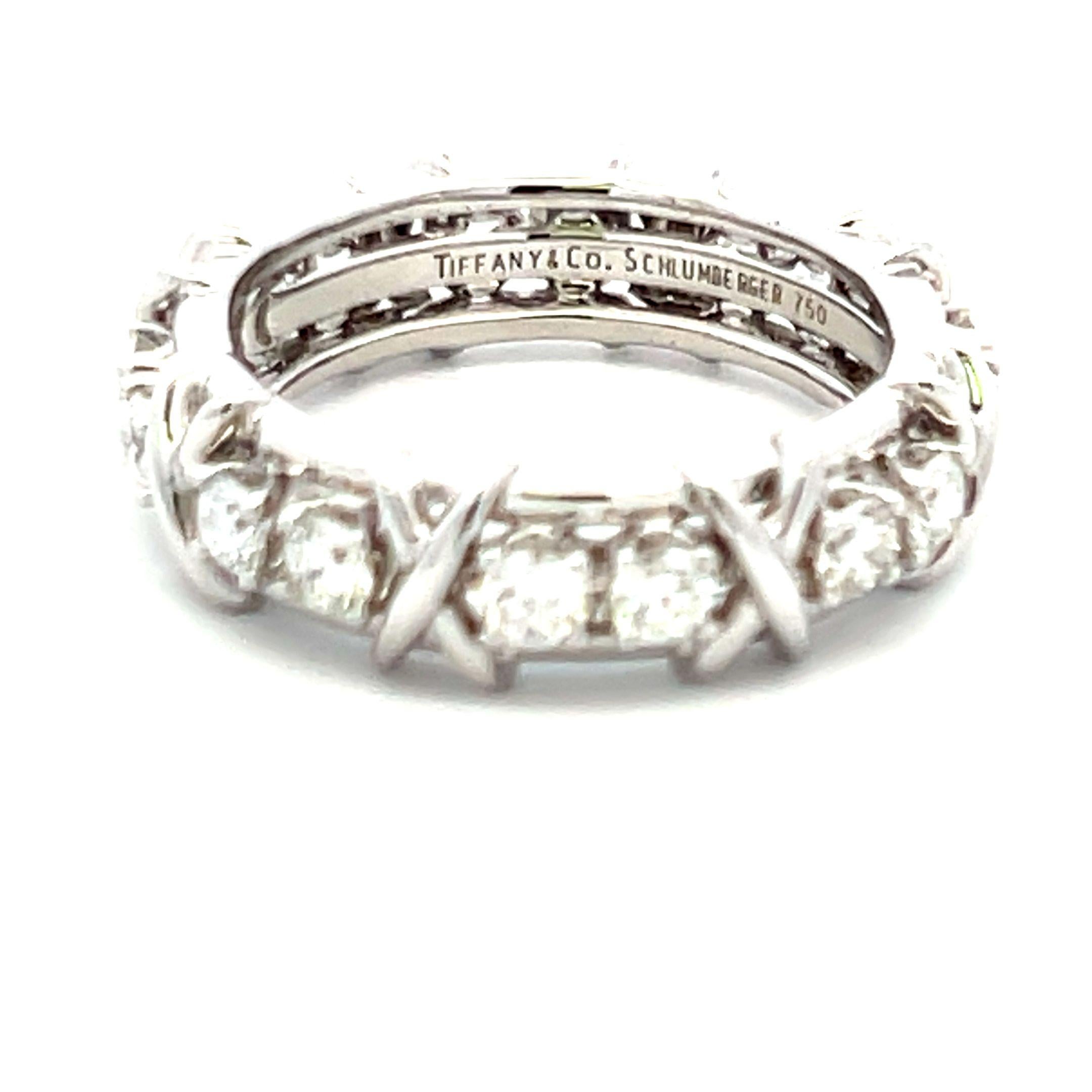 Tiffany & Co. 1.14ct F VS1 Diamante in Platino X-Design Anello Eternità In condizioni buone in vendita a New York, NY