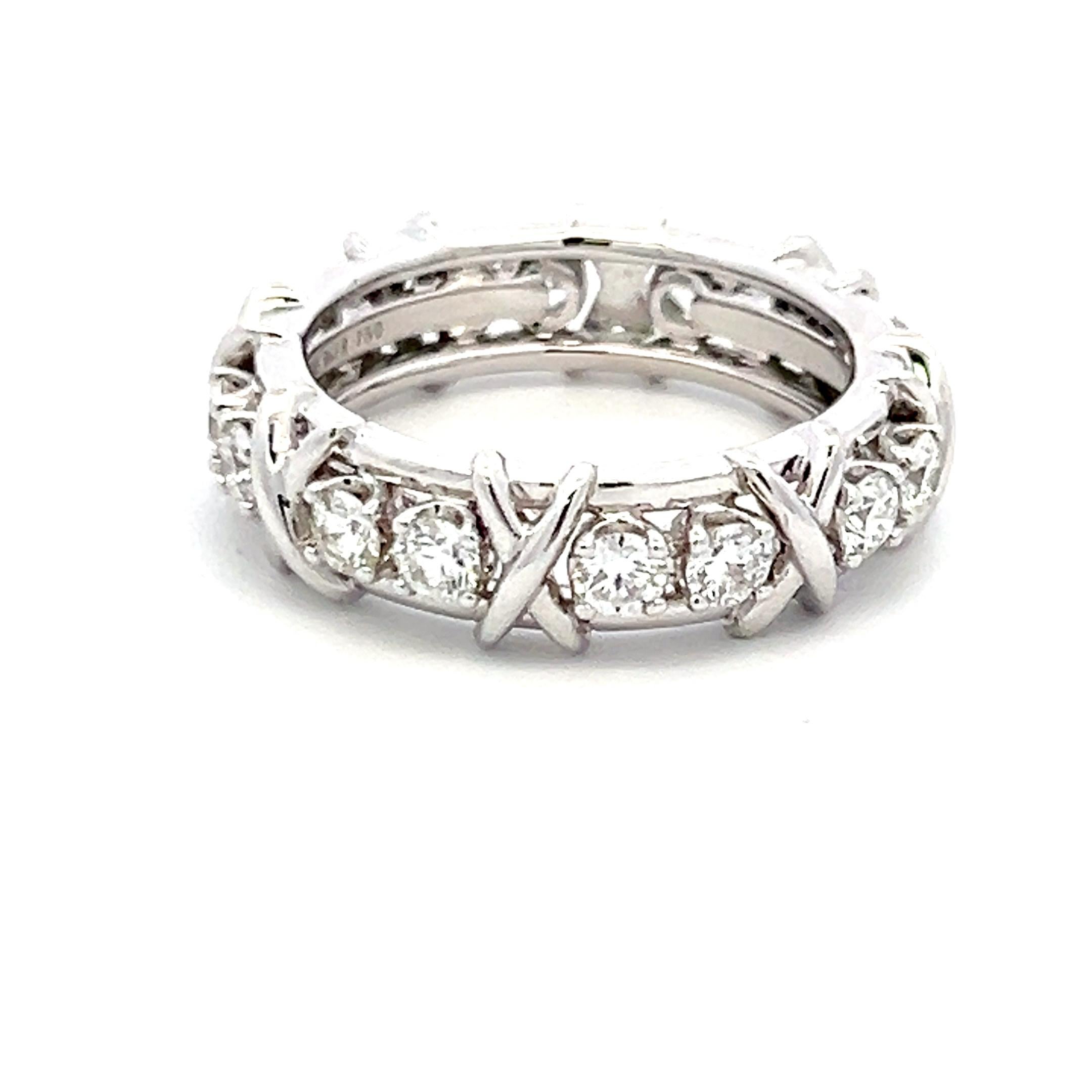 Tiffany & Co. 1.14ct F VS1 Diamante in Platino X-Design Anello Eternità in vendita 1