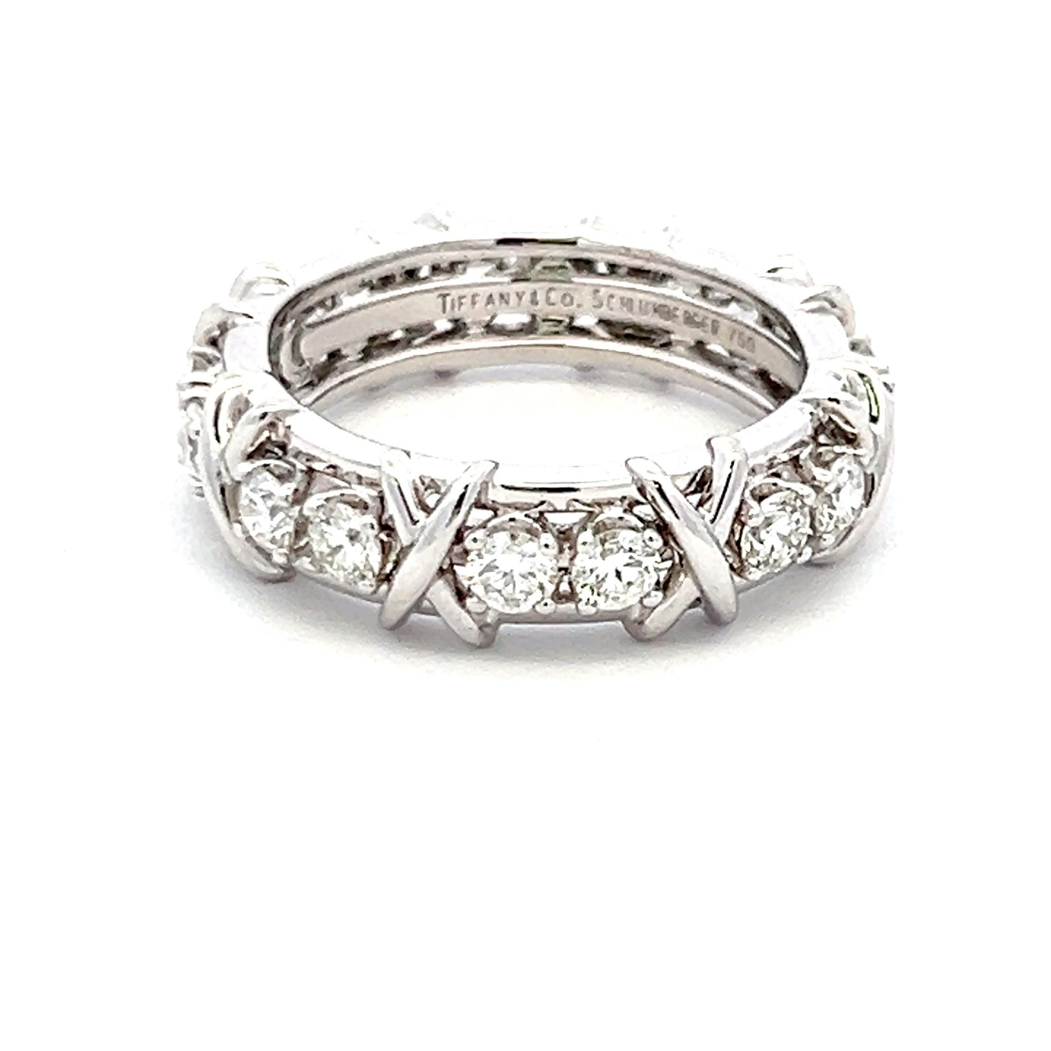 Tiffany & Co. 1.14ct F VS1 Diamante in Platino X-Design Anello Eternità in vendita 3
