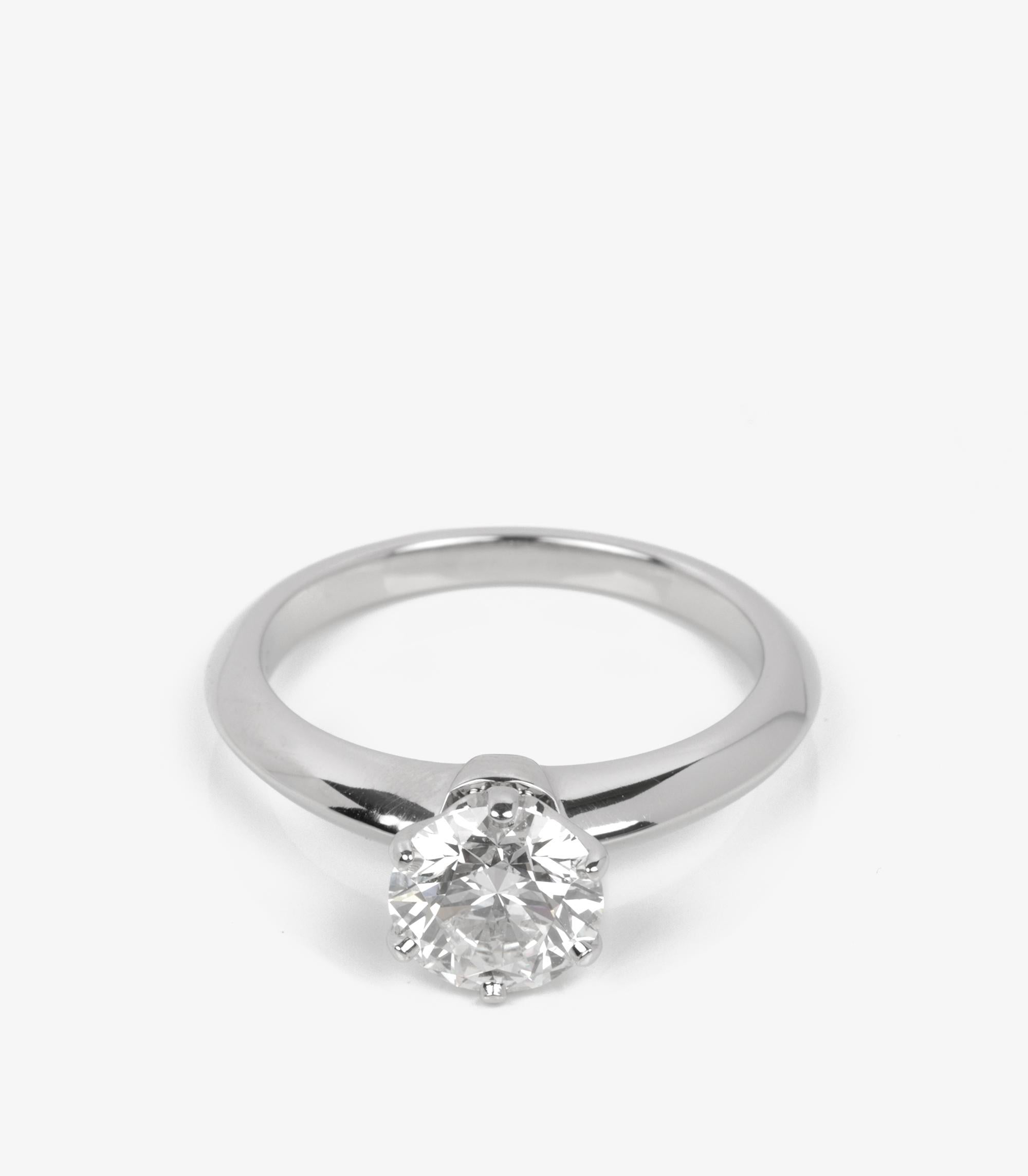 Tiffany & Co. 1.15ct Brilliant Cut Diamond Platinum Ring In Excellent Condition In Bishop's Stortford, Hertfordshire