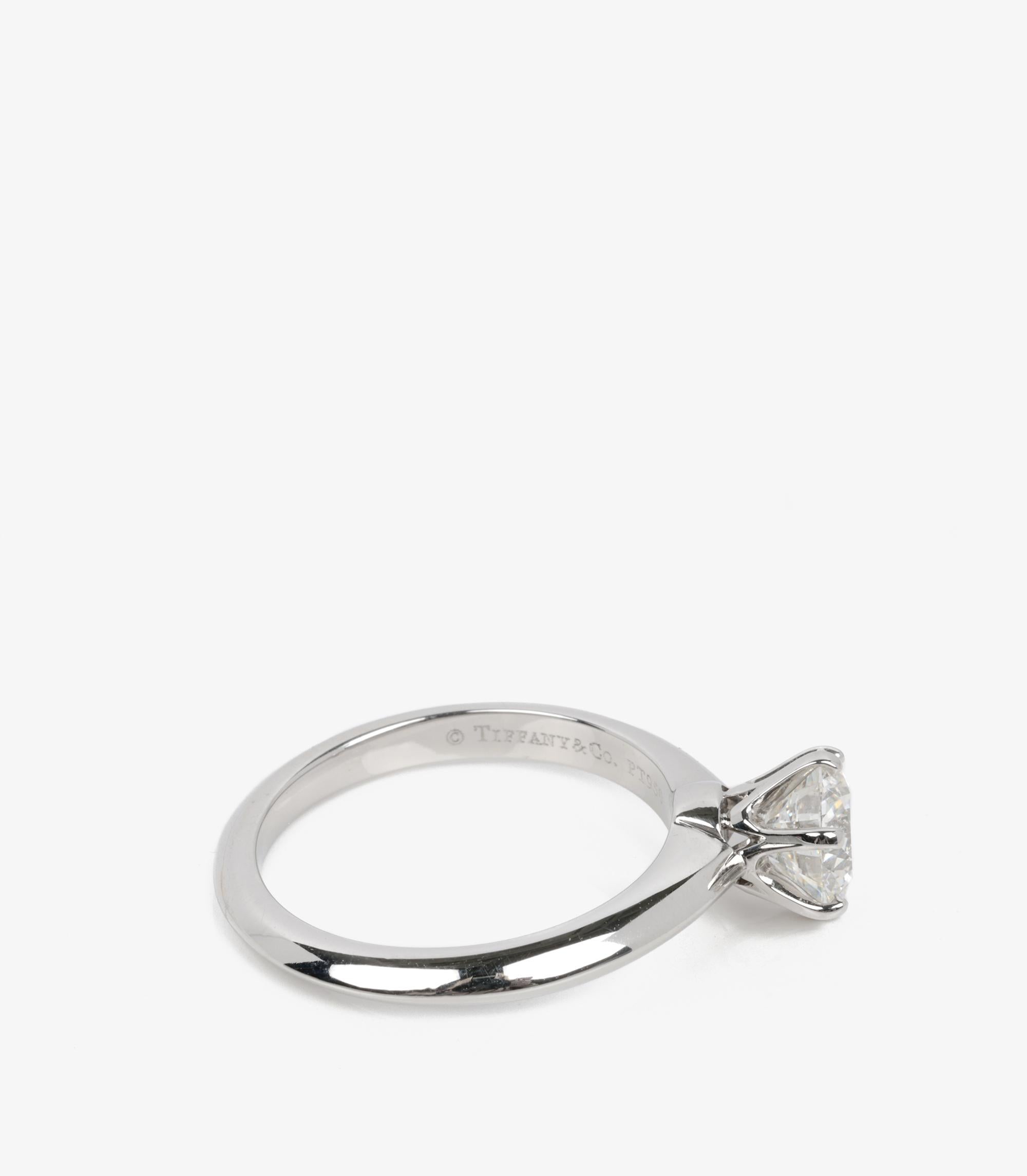 Women's or Men's Tiffany & Co. 1.15ct Brilliant Cut Diamond Platinum Ring For Sale