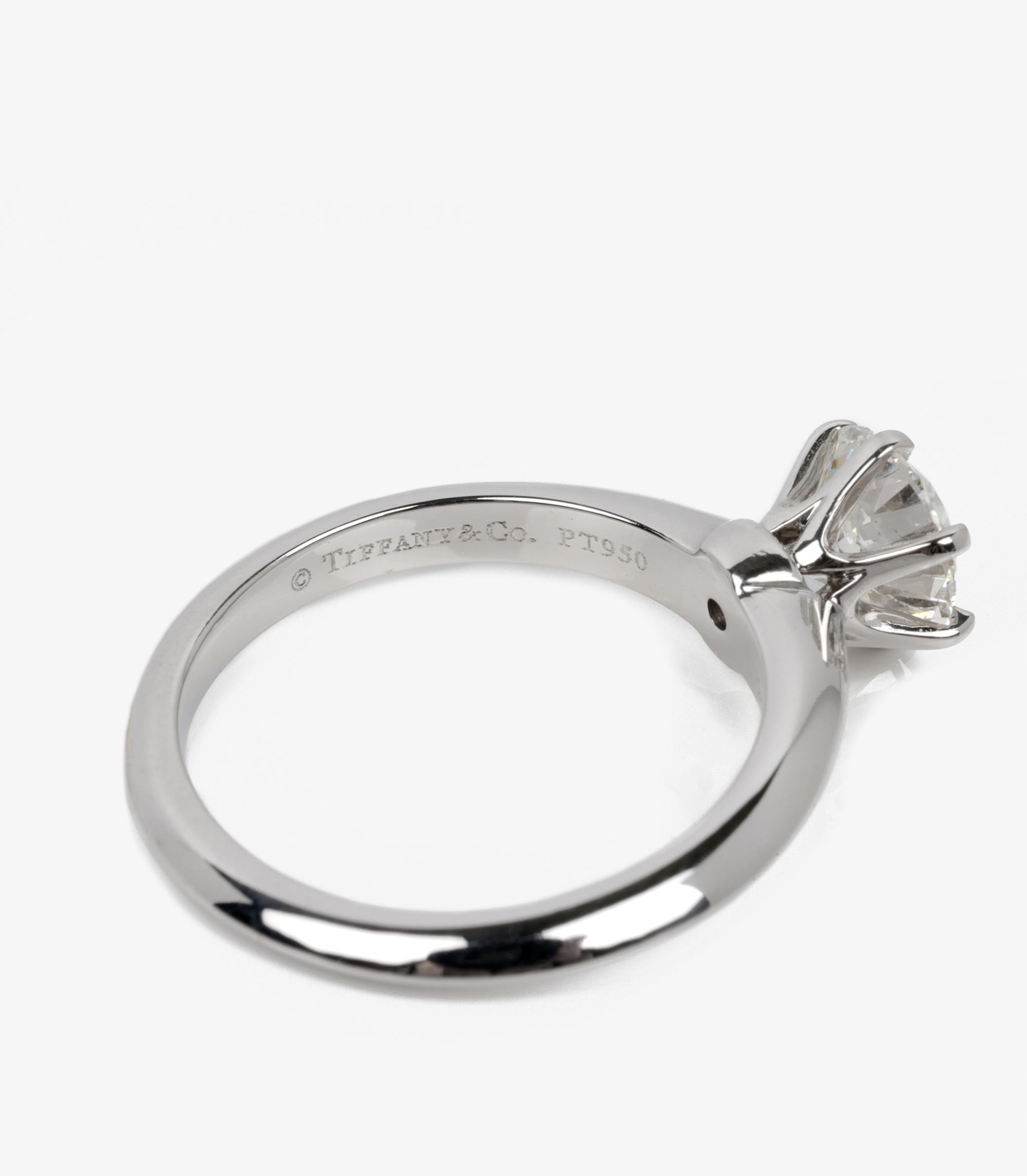 Tiffany & Co. 1.15ct Brilliant Cut Diamond Platinum Ring 1