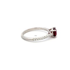 Tiffany & Co 1.17 Carat Ruby 0.20 Carat Round Diamond Platinum Engagement Ring