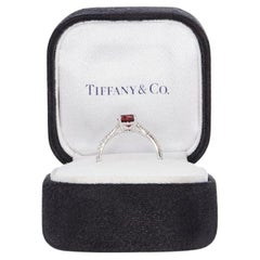 Tiffany & Co 1.17 Carat Ruby 0.20 Carat Round Diamond Platinum Engagement Ring
