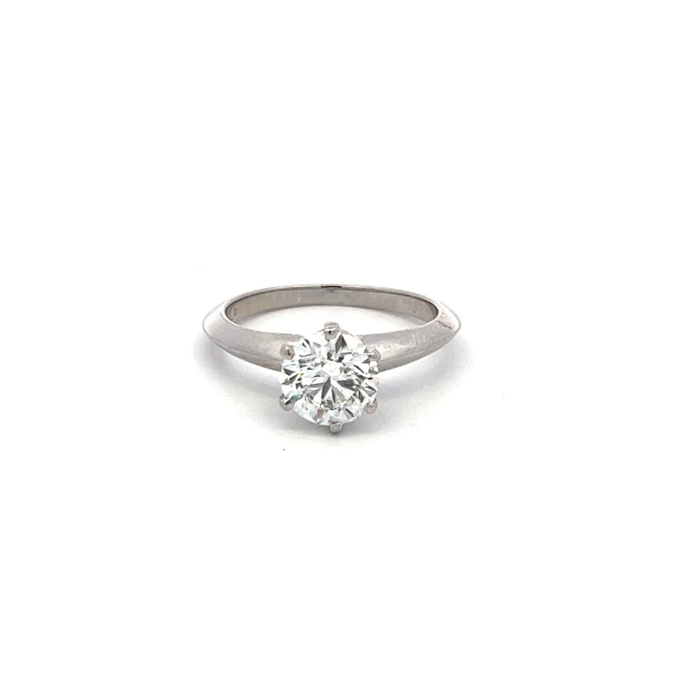 Tiffany & Co 1.18 Carat Round Brilliant G VS1 Diamond Platinum Engagement Ring