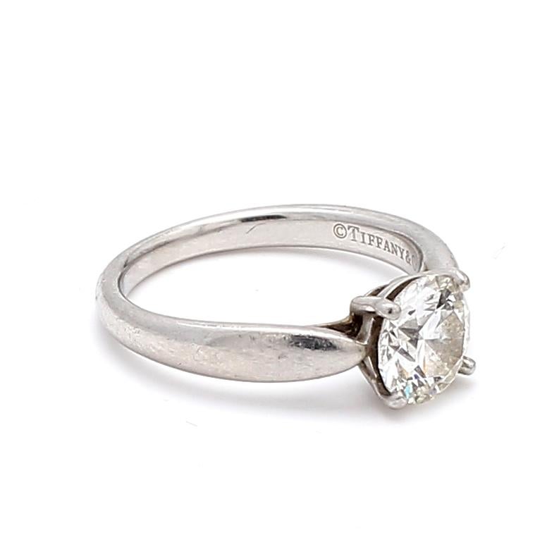 Contemporary Tiffany & Co 1.18 Carat Round Brilliant H IF Diamond Platinum Engagement Ring For Sale