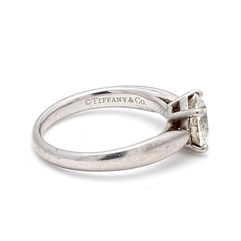 Brilliant Cut Tiffany & Co 1.18 Carat Round Brilliant H IF Diamond Platinum Engagement Ring For Sale