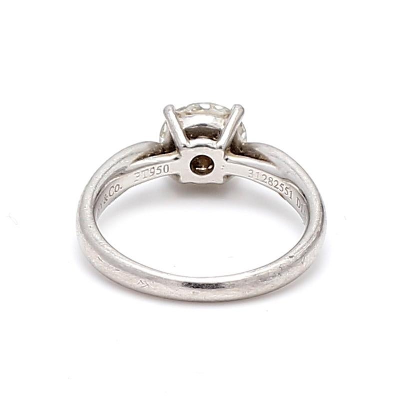 Women's Tiffany & Co 1.18 Carat Round Brilliant H IF Diamond Platinum Engagement Ring For Sale