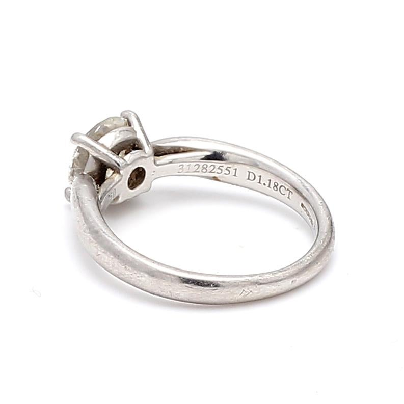 Tiffany & Co 1.18 Carat Round Brilliant H IF Diamond Platinum Engagement Ring For Sale 1