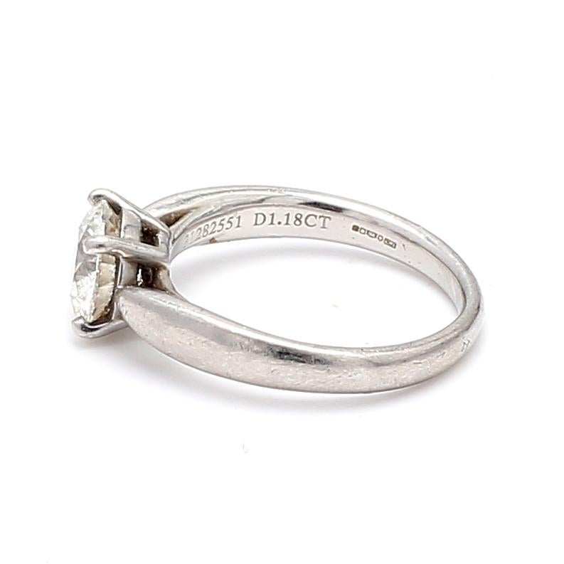 Tiffany & Co 1.18 Carat Round Brilliant H IF Diamond Platinum Engagement Ring For Sale 2
